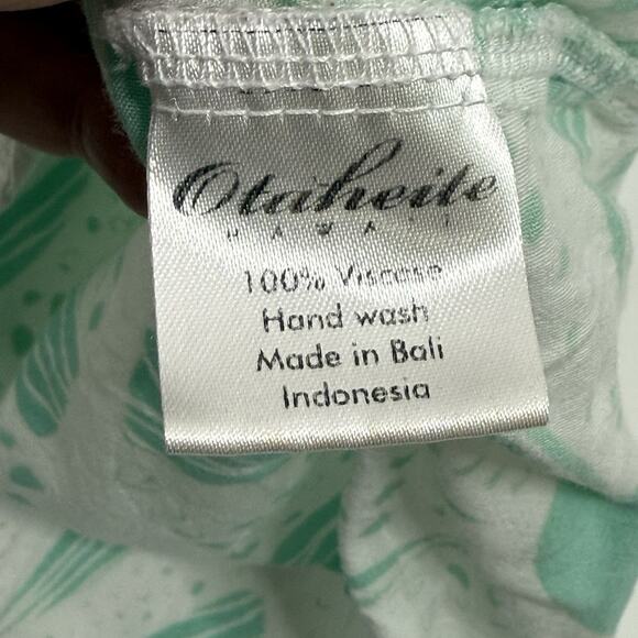 Otaheite Hawaii Dress Coverup Beach Chic Blue/Green White Sleeveless Size Small - Picture 6 of 8